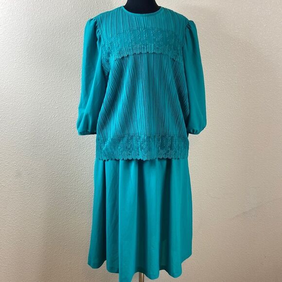 CUE FASHIONS MADE IN USA VINTAGE 80s WOMEN DRESS SIZE 20W - Picture 1 of 13